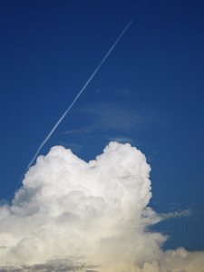 入道雲と飛行機雲